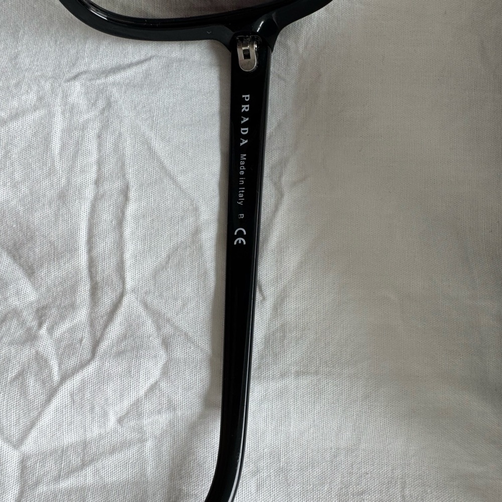 Prada Vintage Silver Logo Oversized Oval Black Mask Sunglasses - Picture 7 of 12